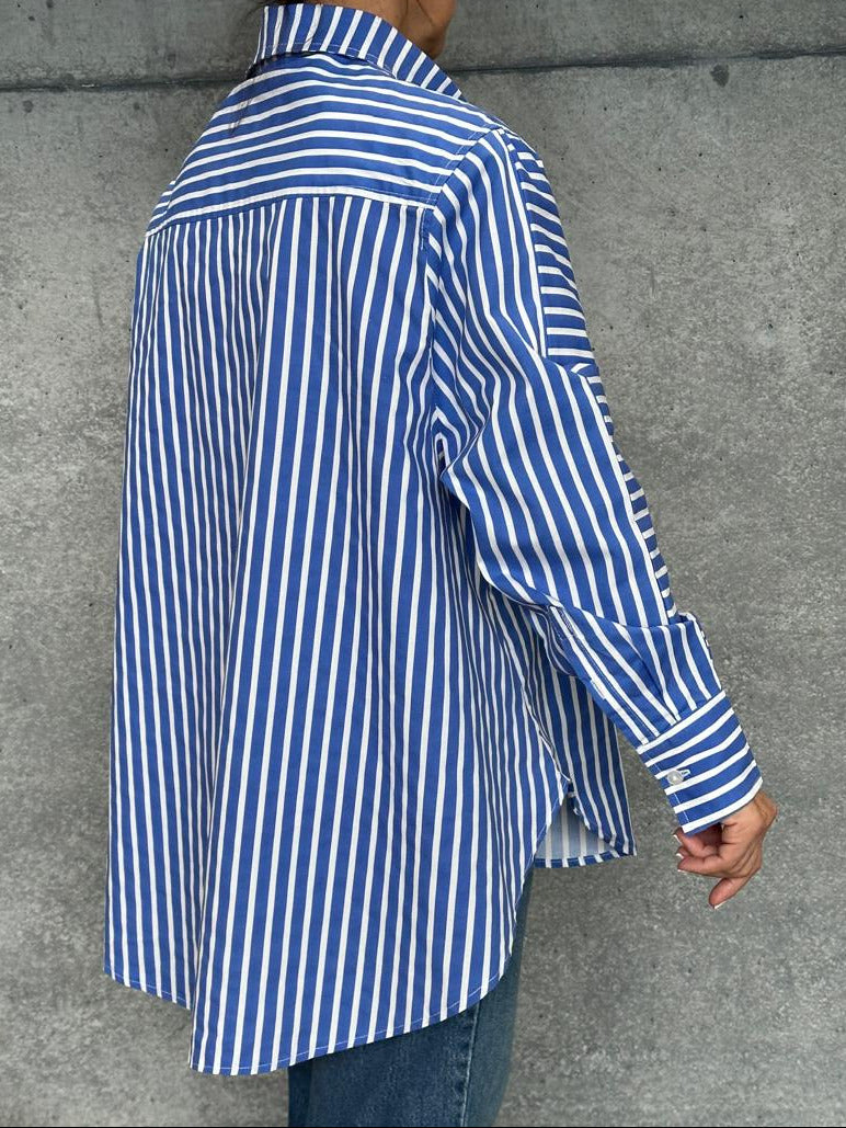 Camisa Algodon Rayas Azul